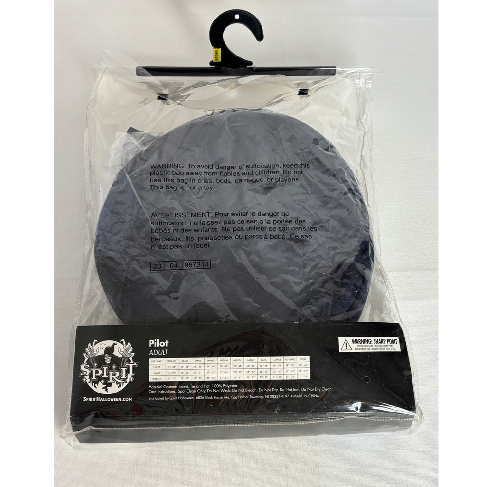 Spirit Halloween Pilot Adult Costume Navy Blue Jacket Hat Tie Wing Pin Medium - Picture 8 of 8